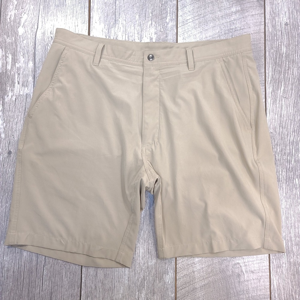 FootJoy Golf Shorts Mens 36 Khaki Performance Stretch Flat Front FJ Logo
